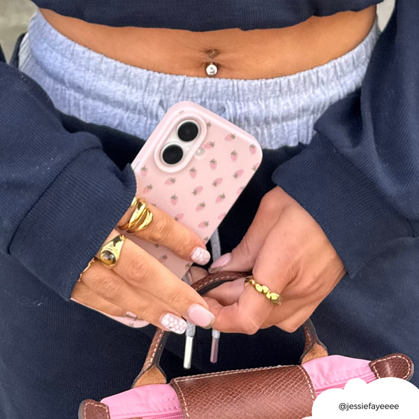 Ditsy Strawberries Phone Case - Powder Pink