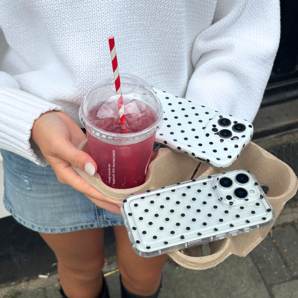 Clear Phone Case - Black Polka Dot