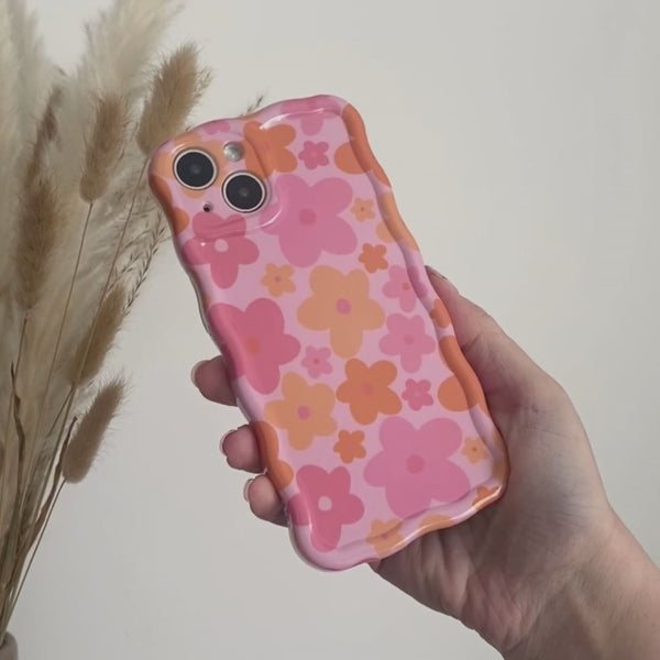 Wavy Phone Case - Pink & Orange Bloom