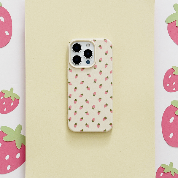 Ditsy Strawberries Phone Case - Soft White