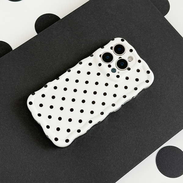 Wavy Phone Case - White Polka Dot