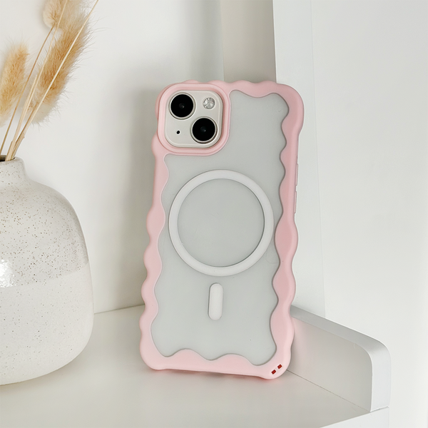 Wavy MAGSAFE Clear Phone Case - Pink