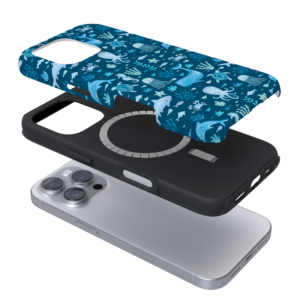 Tough MagSafe Phone Case - Sea Life Party - Blue