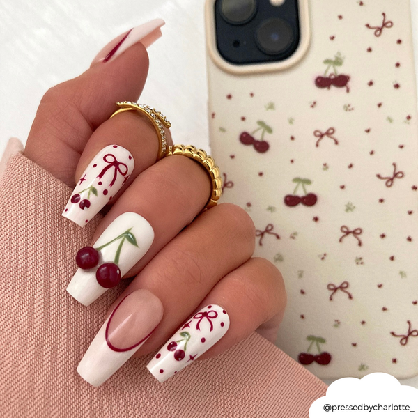 Ditsy Bows & Cherries Phone Case - Soft White