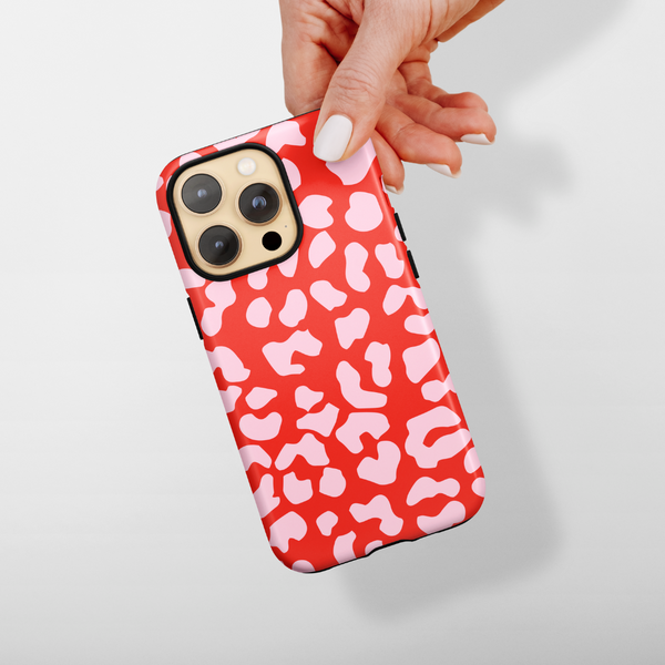 Tough MagSafe Phone Case - Red & Pink Leopard