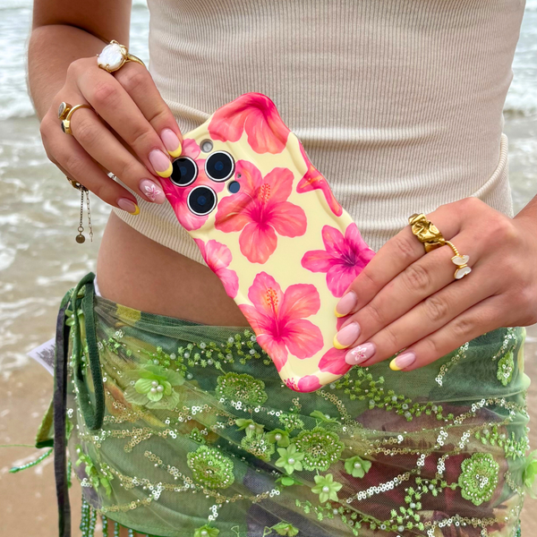 Wavy Phone Case - Island Girl Butter Yellow Hibiscus
