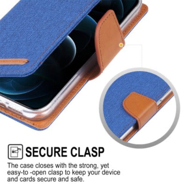 Goospery Canvas Diary case for iPhone 14 Plus - Blue
