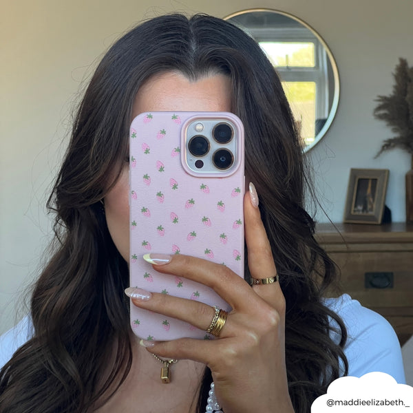 Ditsy Strawberries Phone Case - Powder Pink