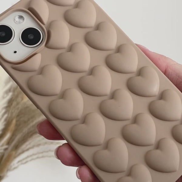 3D Hearts Phone Case - Matte Nude