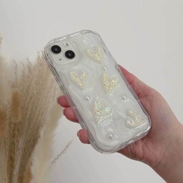 Pearly Hearts Phone Case - Clear