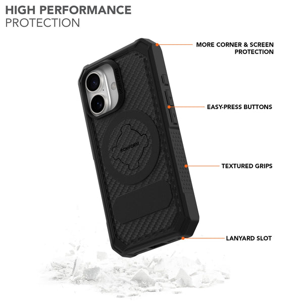 Rokform Rugged Case for iPhone 16 (Black)