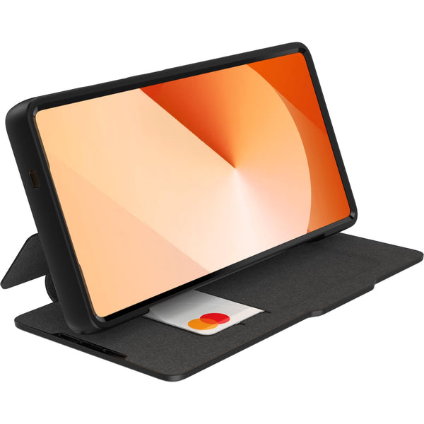 EFM Monaco Vegan Leather Wallet Case with D3O BIO for Galaxy S25 Ultra (Black)