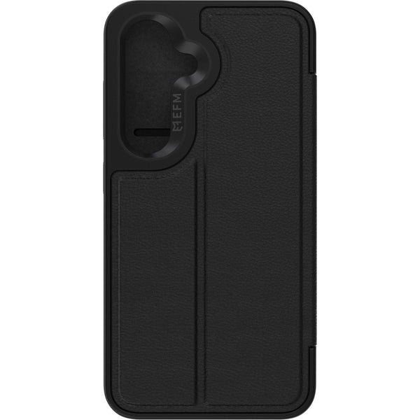 EFM Monaco Vegan Leather Wallet Case with D3O BIO for Galaxy S25 (Black)