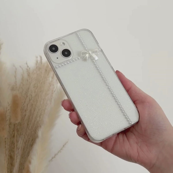 Clear Pearl Bow Phone Case