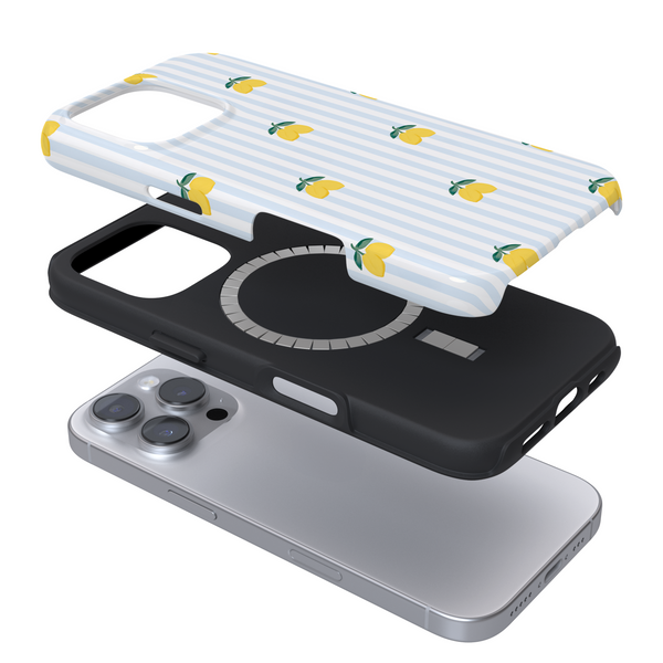 Tough MagSafe Phone Case - Blue Striped Lemons