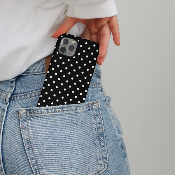 Tough MagSafe Phone Case - Black Polka Dots