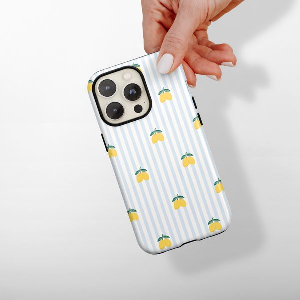 Tough MagSafe Phone Case - Blue Striped Lemons