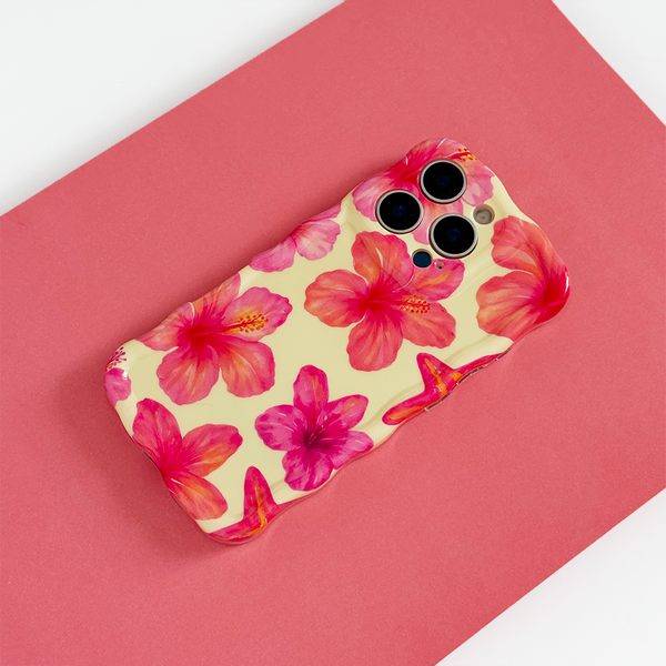 Wavy Phone Case - Island Girl Butter Yellow Hibiscus