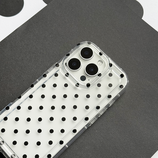 Clear Phone Case - Black Polka Dot