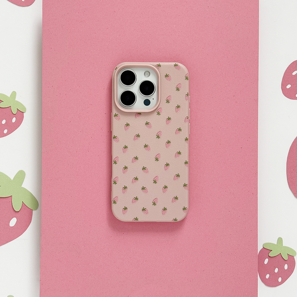 Ditsy Strawberries Phone Case - Powder Pink