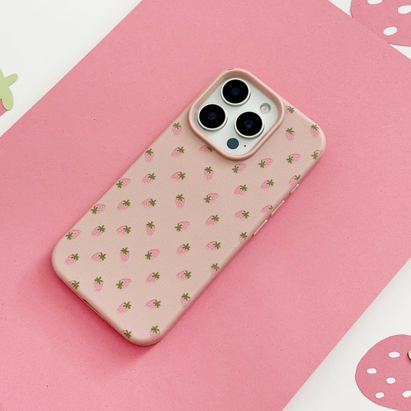 Ditsy Strawberries Phone Case - Powder Pink