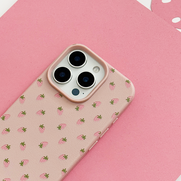 Ditsy Strawberries Phone Case - Powder Pink