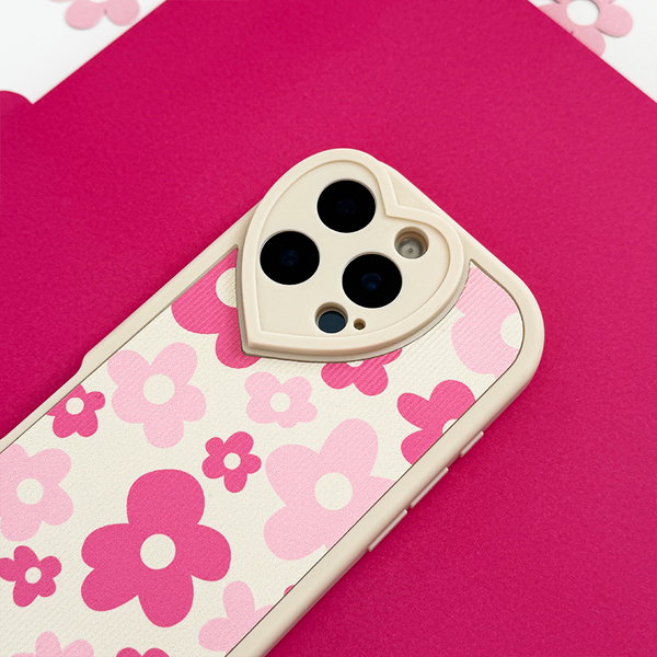 Flower Power Ribbed Heart Camera Phone Case