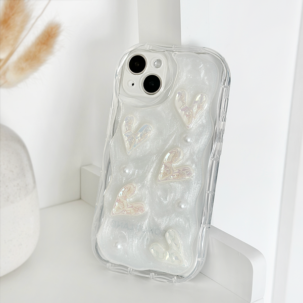 Pearly Hearts Phone Case - Clear