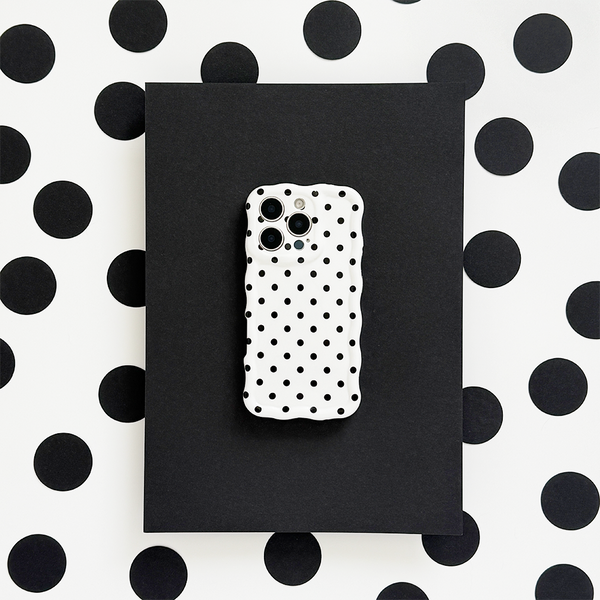 Wavy Phone Case - White Polka Dot