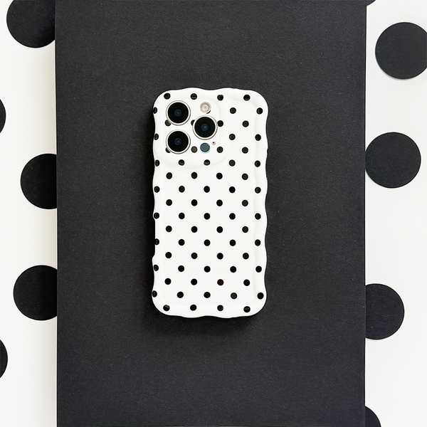 Wavy Phone Case - White Polka Dot