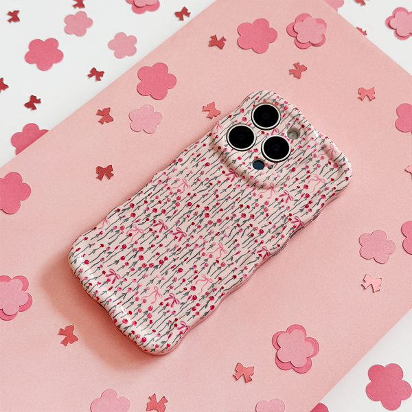 Wavy Phone Case - Peony Bow