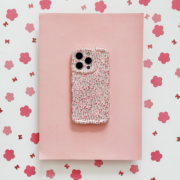 Wavy Phone Case - Peony Bow