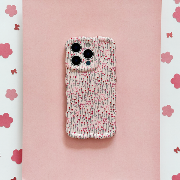 Wavy Phone Case - Peony Bow