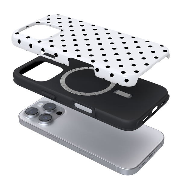 Tough MagSafe Phone Case - White Polka Dots