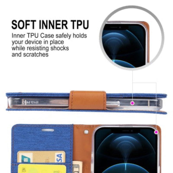 Goospery Canvas Diary case for iPhone 14 Plus - Orange