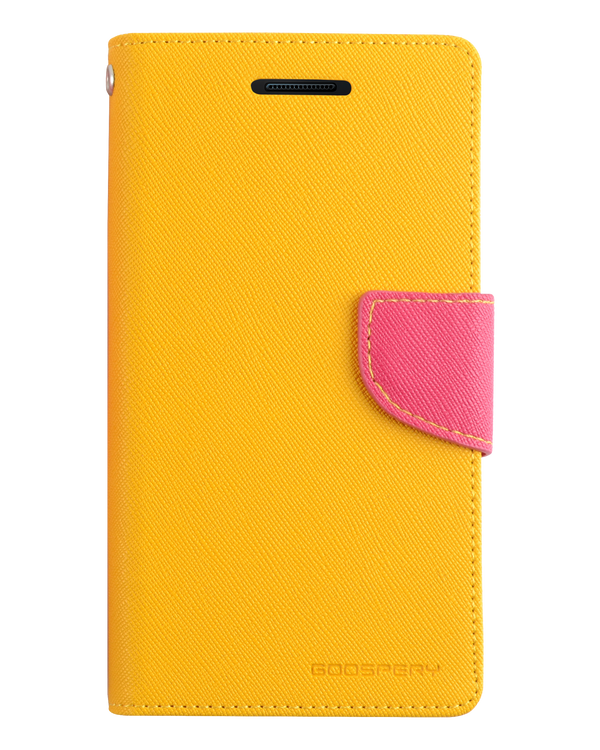 Fancy Diary Case for iPhone 13 Pro - Yellow/ Hot Pink