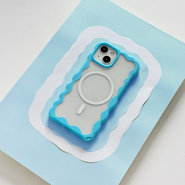 Wavy MAGSAFE Clear Phone Case - Blue