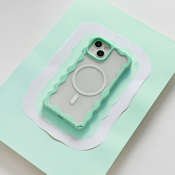 Wavy MAGSAFE Clear Phone Case - Mint