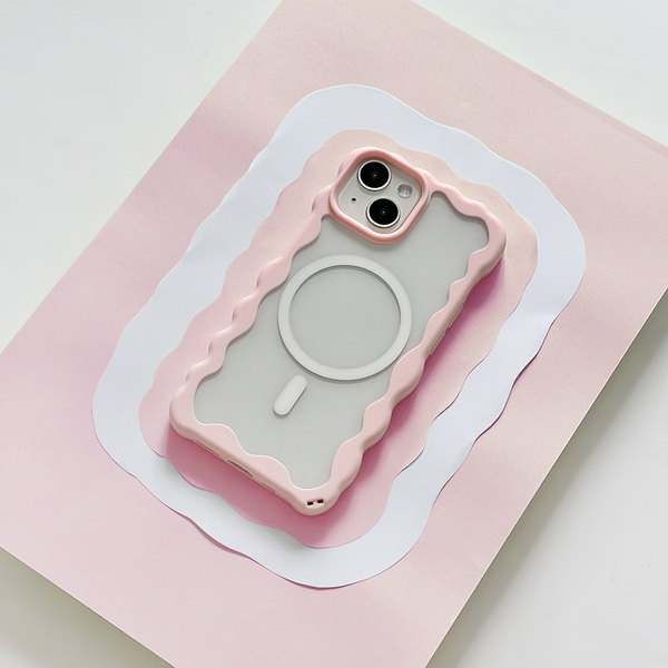 Wavy MAGSAFE Clear Phone Case - Pink